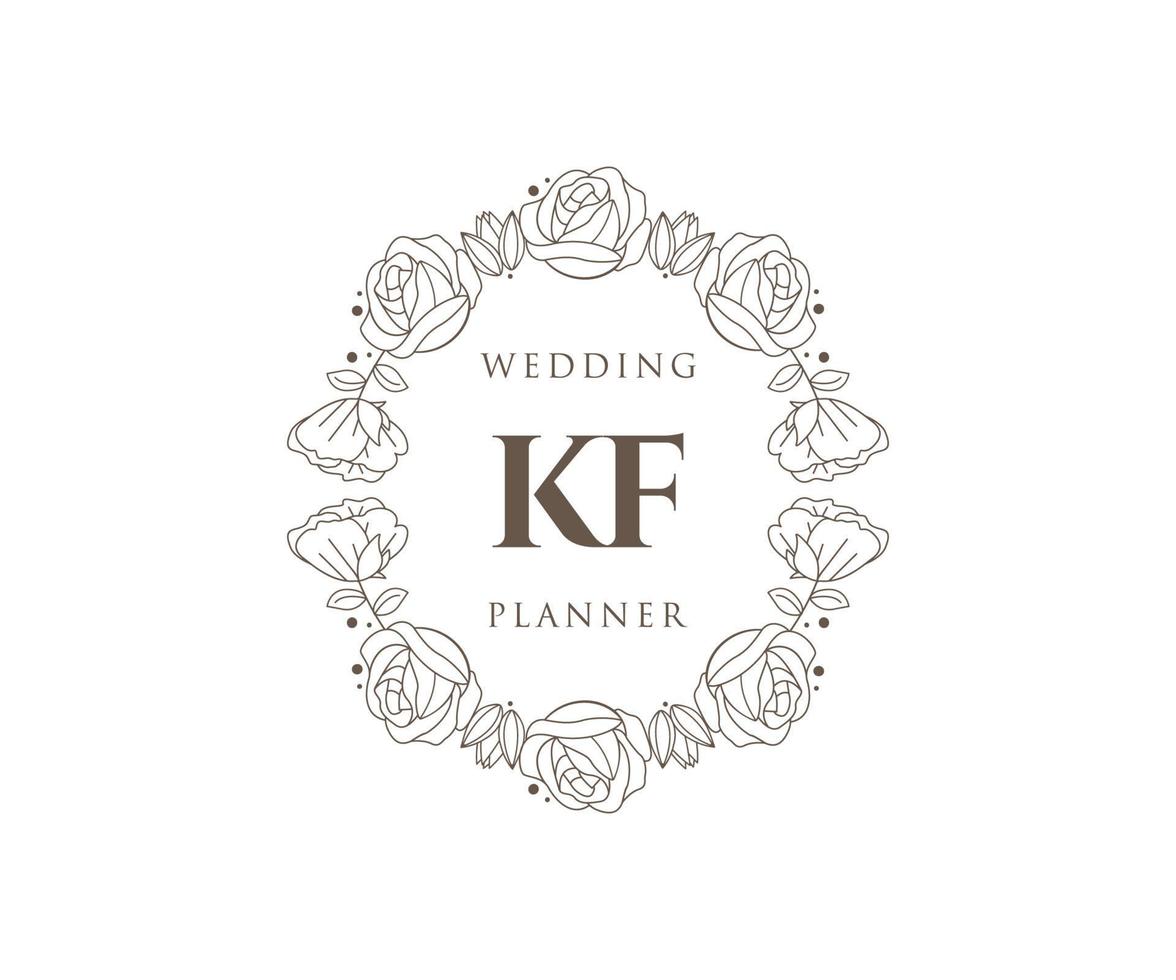 kf initialen brief hochzeitsmonogramm logos sammlung, handgezeichnete moderne minimalistische und florale vorlagen für einladungskarten, save the date, elegante identität für restaurant, boutique, café im vektor