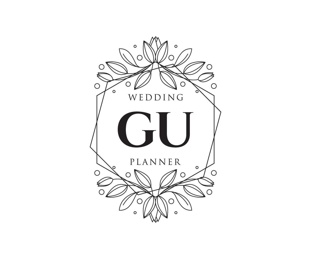 gu initialer brev bröllop monogram logotyper samling, hand dragen modern minimalistisk och blommig mallar för inbjudan kort, spara de datum, elegant identitet för restaurang, boutique, Kafé i vektor