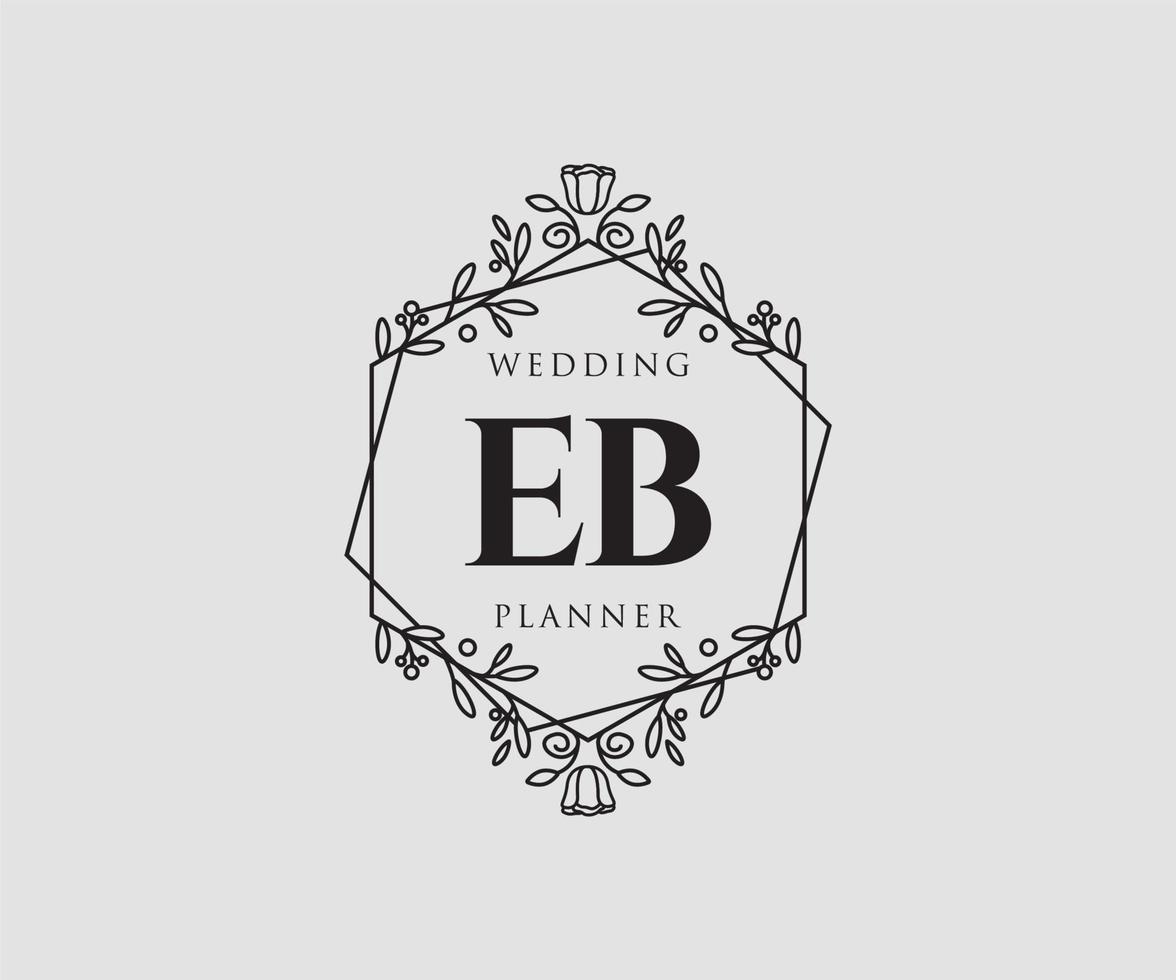 eb initialer brev bröllop monogram logotyper samling, hand dragen modern minimalistisk och blommig mallar för inbjudan kort, spara de datum, elegant identitet för restaurang, boutique, Kafé i vektor