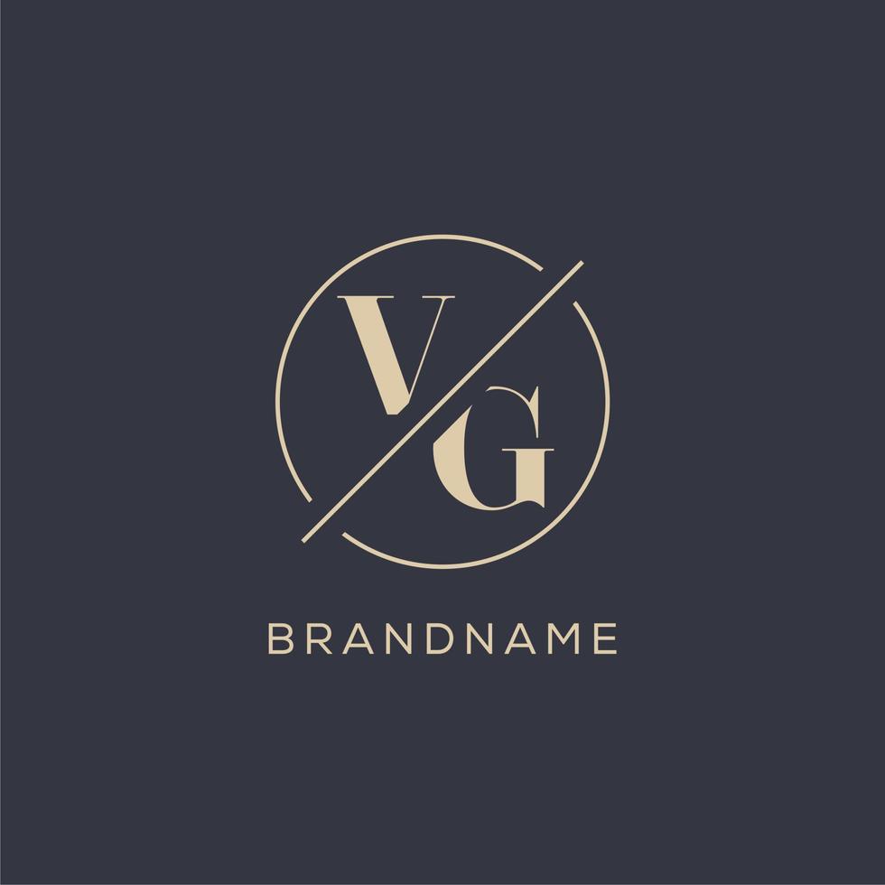 anfangsbuchstabe vg-logo mit einfacher kreislinie, eleganter monogramm-logo-stil vektor