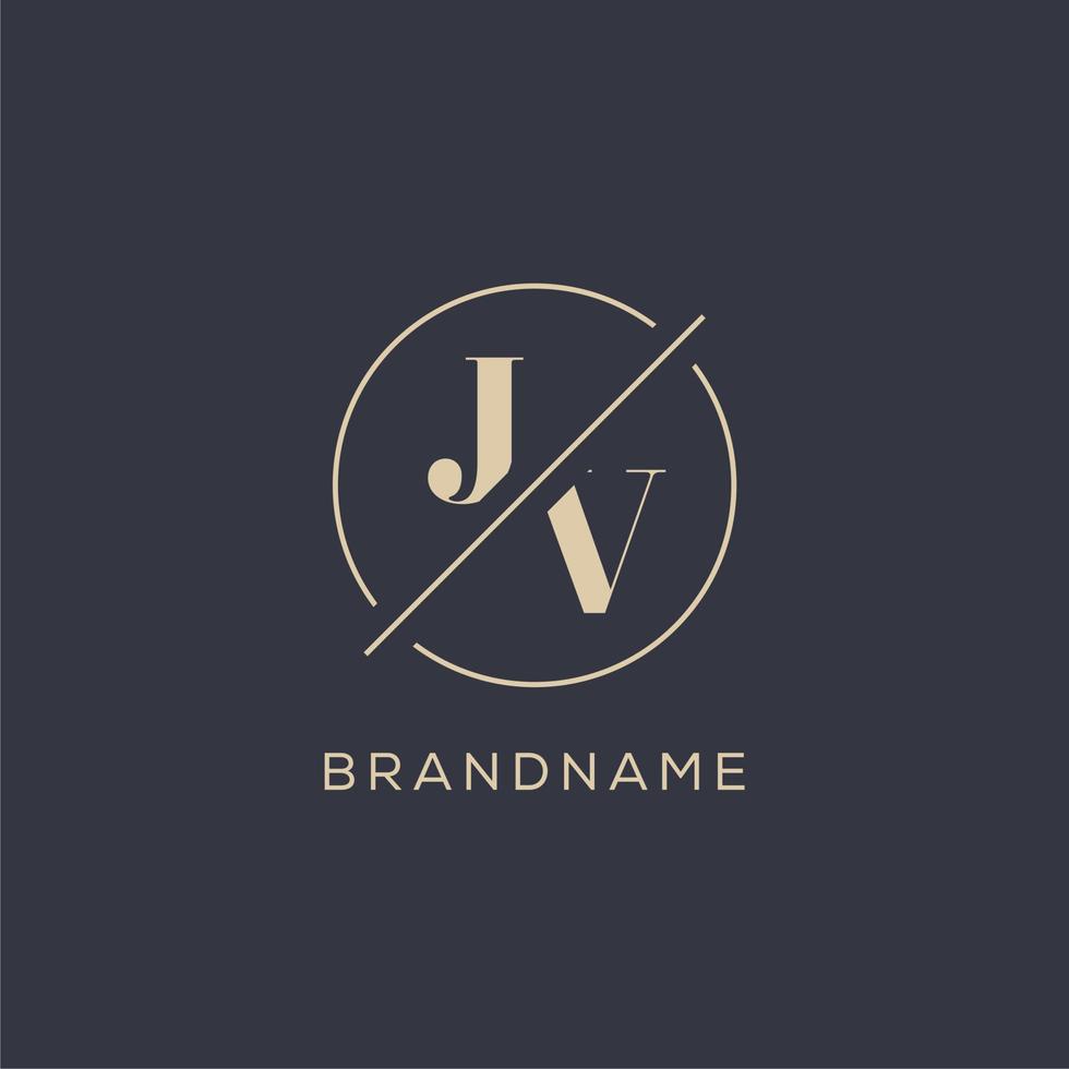 första brev jv logotyp med enkel cirkel linje, elegant se monogram logotyp stil vektor