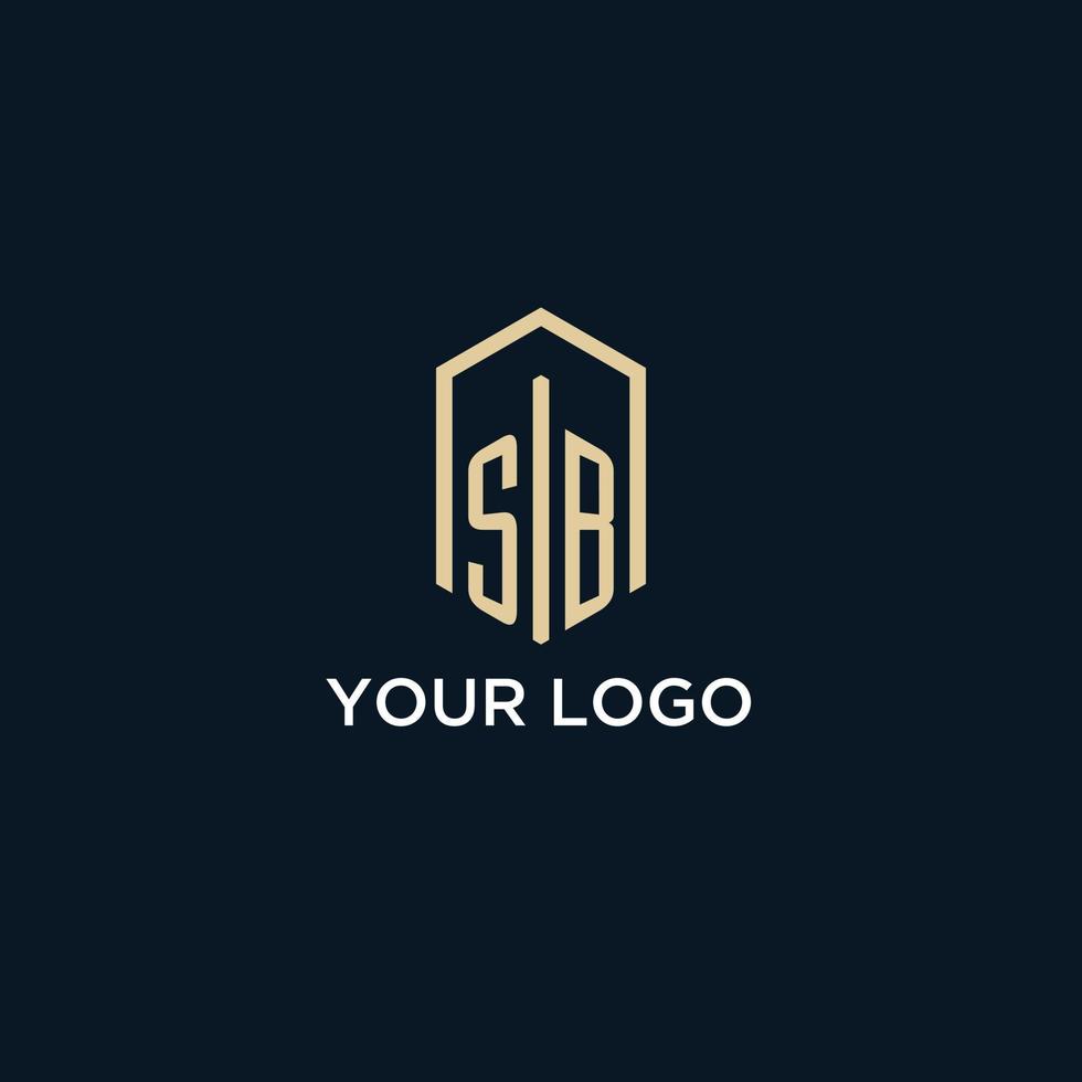 sb Anfangsmonogramm-Logo mit sechseckigem Formstil, Inspiration für Designideen für Immobilienlogos vektor