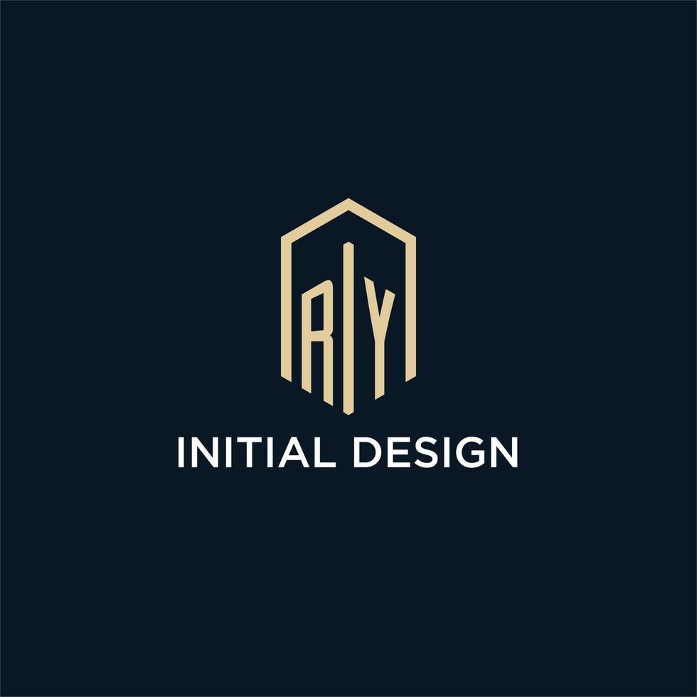 ry anfängliches Monogramm-Logo mit sechseckiger Form, Inspiration für Design-Ideen für Immobilien-Logos vektor