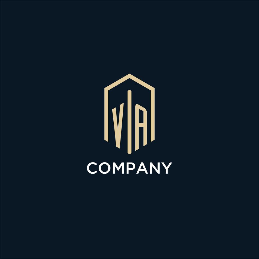 va anfängliches Monogramm-Logo mit sechseckigem Formstil, Inspiration für Designideen für Immobilienlogos vektor