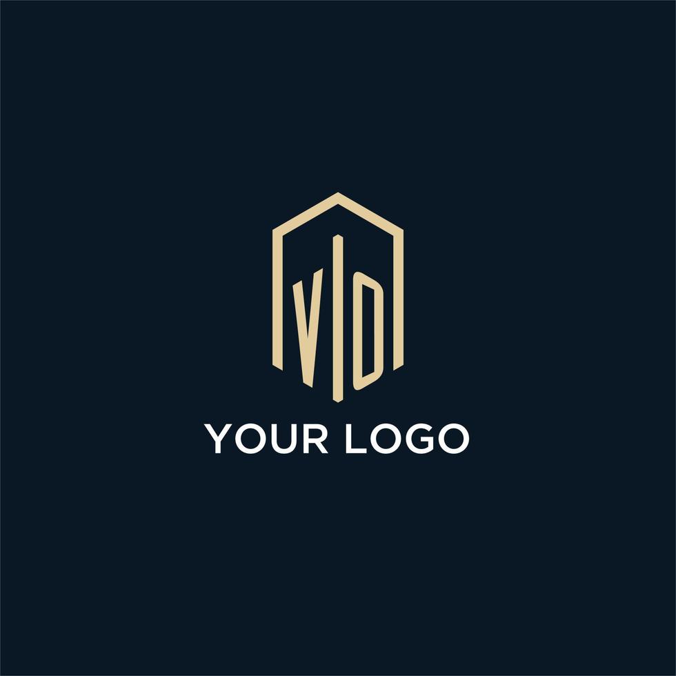 vo Anfangsmonogramm-Logo mit sechseckigem Formstil, Inspiration für Designideen für Immobilienlogos vektor