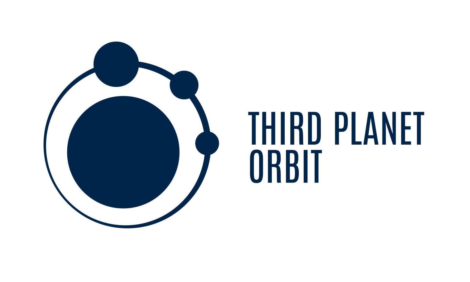 abstrakt planet med cirkel bana, platt logotyp design. människor runt om de värld vektor