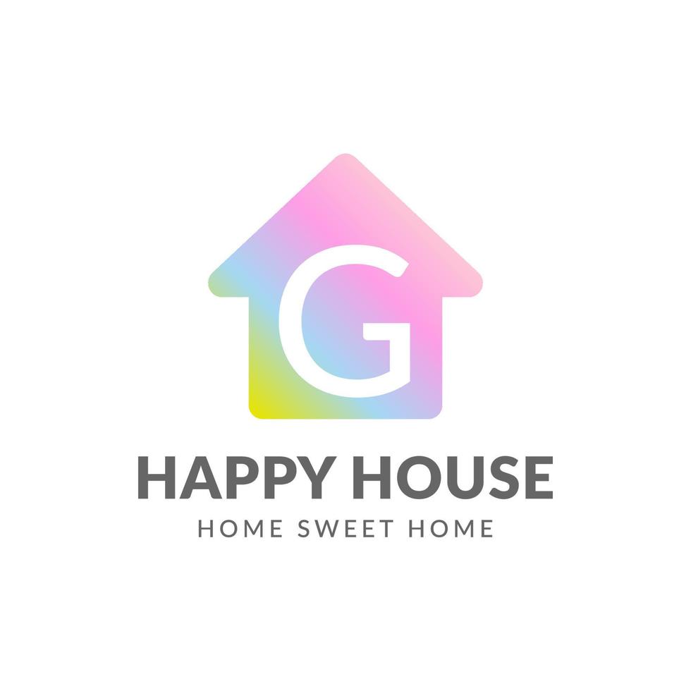 brev g Lycklig hus vektor logotyp design