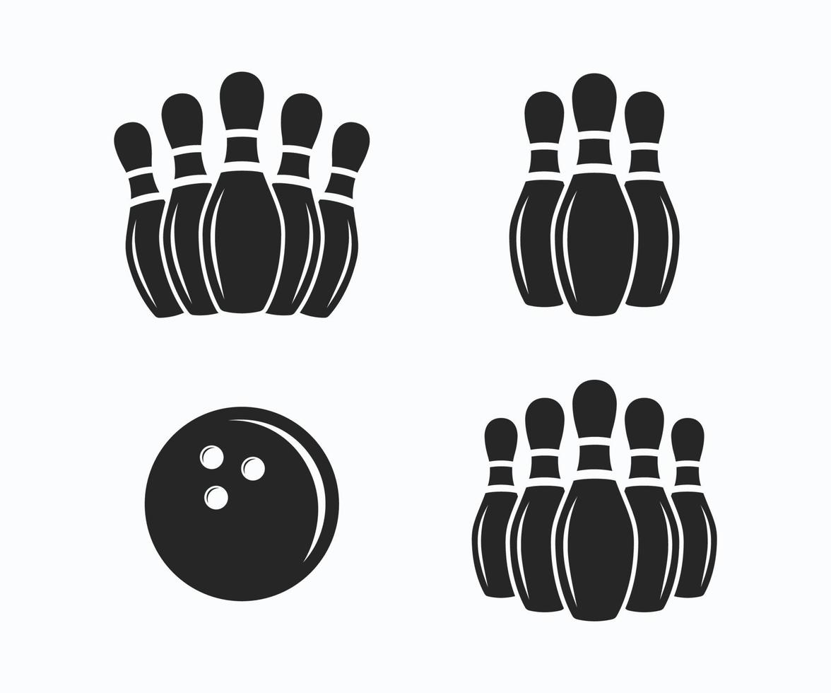 Set aus Bowling-Pin und Bowlingkugel-Vektorsymbol vektor