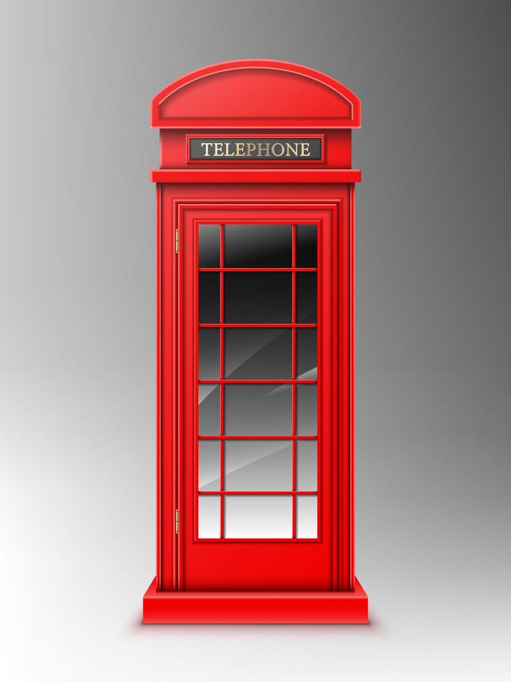 vintage rote telefonzelle, londoner telefonzelle vektor
