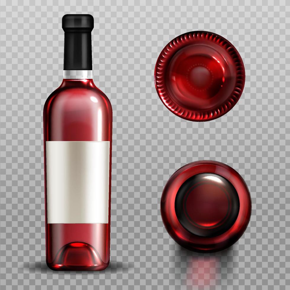röd vin i glas flaska främre topp och botten se vektor