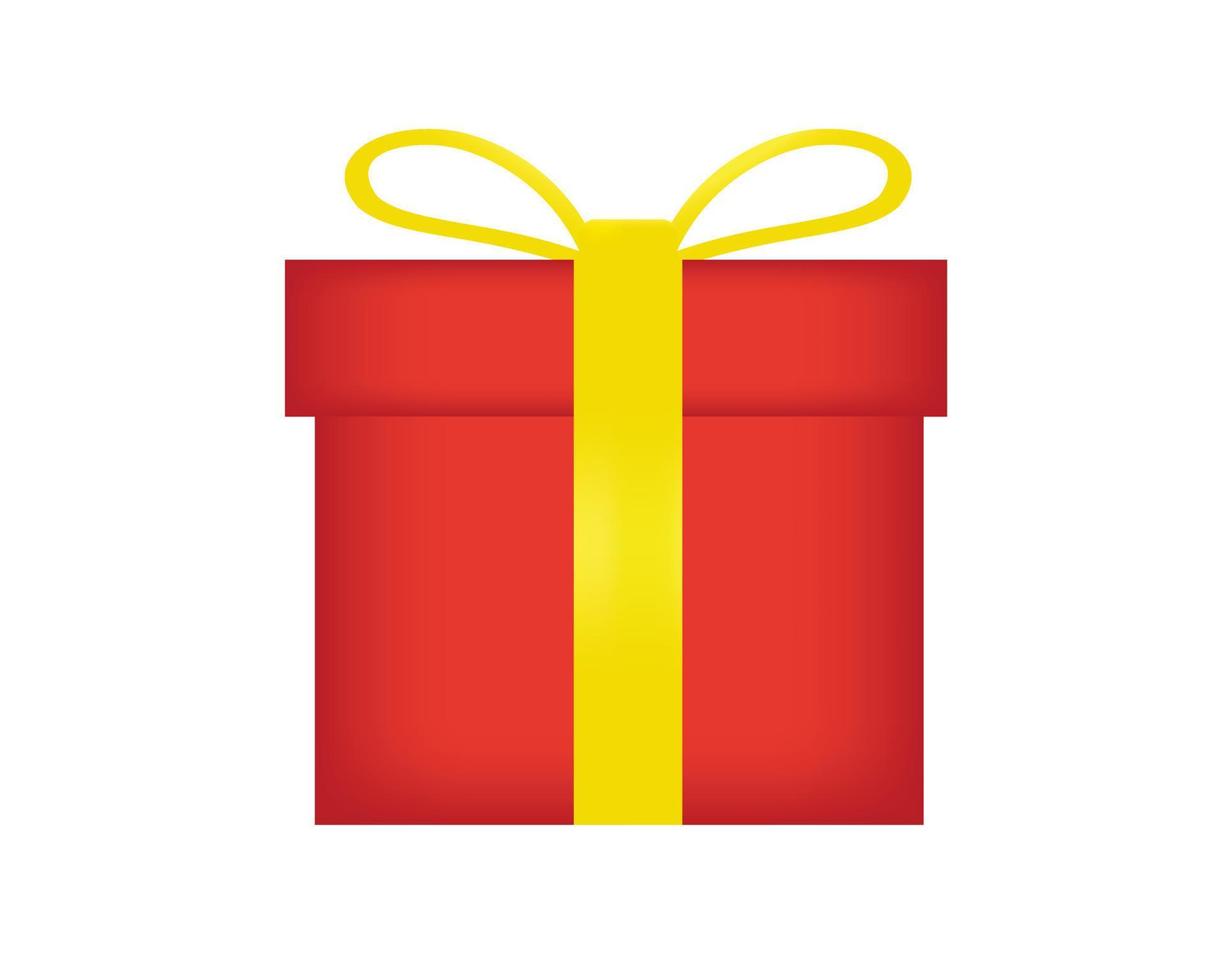 röd gåva låda med gul band och rosett på vit bakgrund vektor