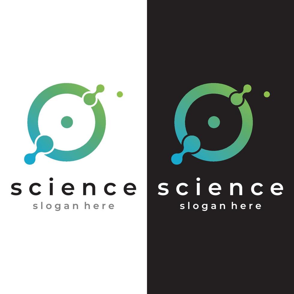 Logo-Design für moderne Wissenschaftspartikel oder Molekülelemente. Logo für Wissenschaft, Atom, Biologie, Technologie, Physik, Labor. vektor