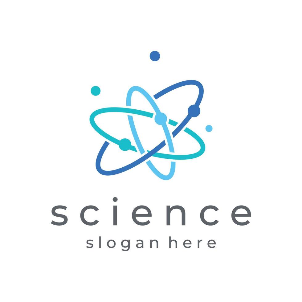 Logo-Design für moderne Wissenschaftspartikel oder Molekülelemente. Logo für Wissenschaft, Atom, Biologie, Technologie, Physik, Labor. vektor
