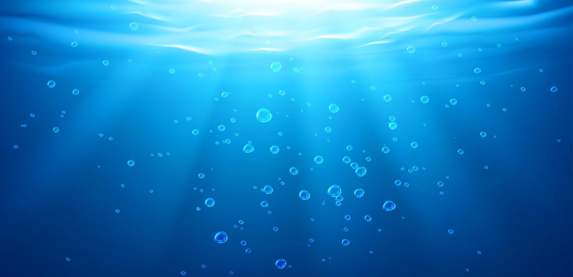 Unterwasserhintergrund, Wasseroberfläche, Ozean oder Meer vektor