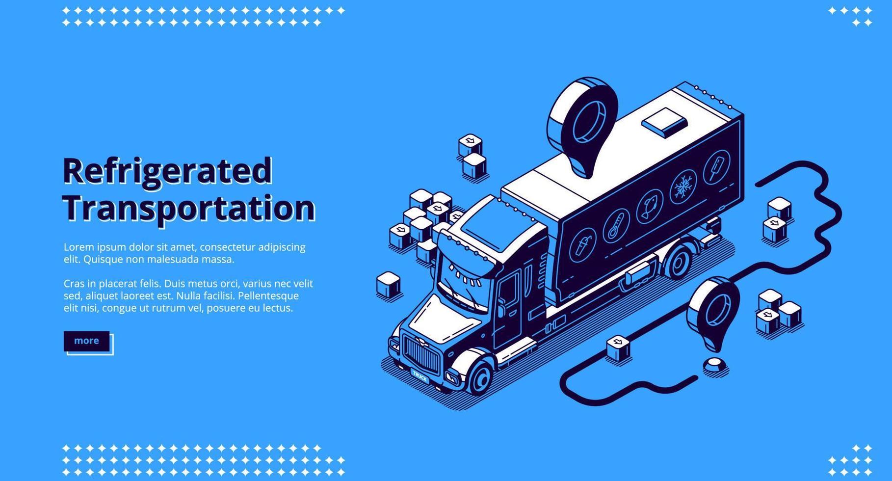 Isometrische Landingpage für Kühltransporte vektor