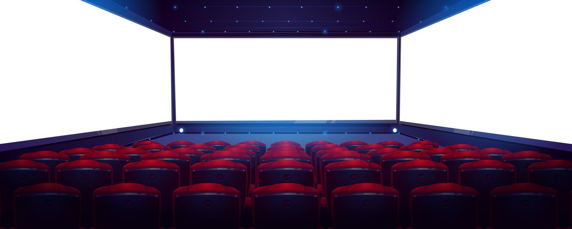 kino, kino mit weißer leinwand und sitzplätzen vektor