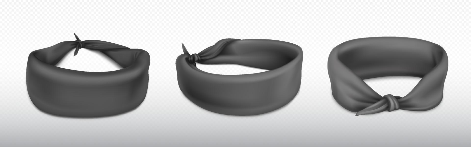 pannband, bandana för huvud eller handled, svart trasa vektor
