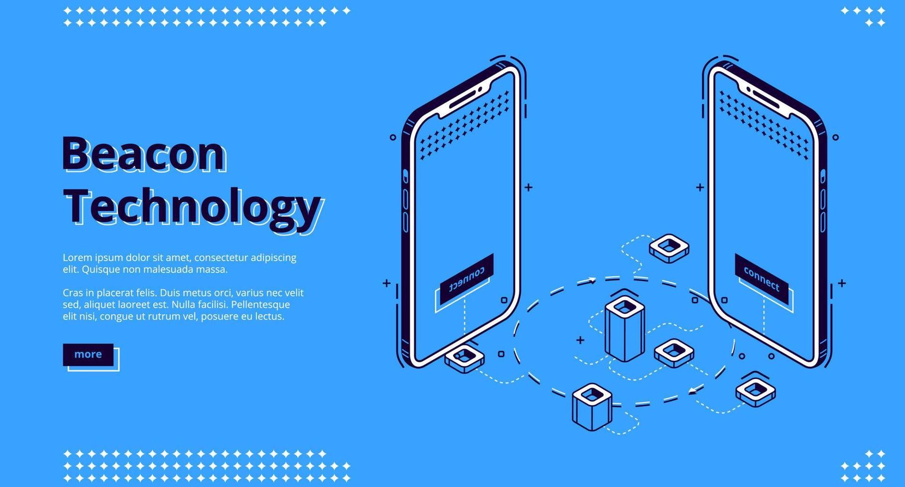 Landing Page der Beacon-Technologie mit Smartphone vektor