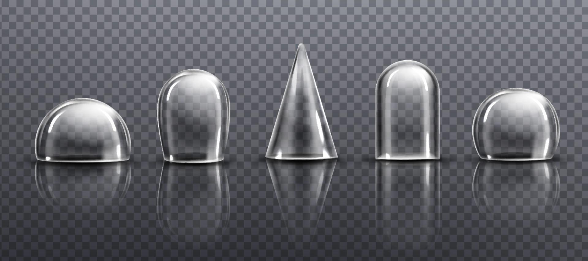 Kuppeln aus Glas oder durchsichtigem Kunststoff in verschiedenen Formen vektor