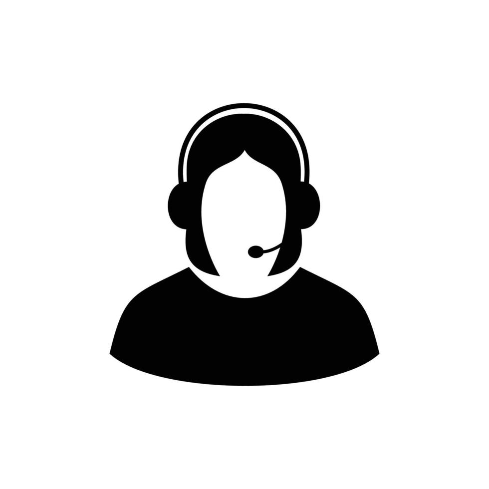 Call-Center-Icon-Design. Kundendienst-Informationszeichen und -symbol. Frau mit Headset-Vektor-Illustration. vektor