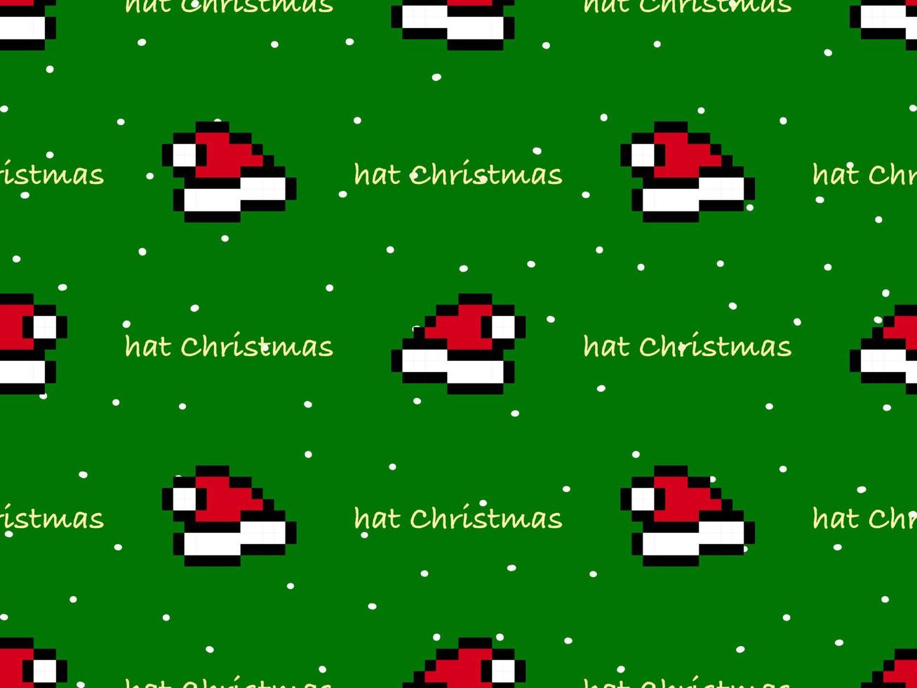 hattar jul tecknad serie karaktär sömlös mönster på grön bakgrund vektor