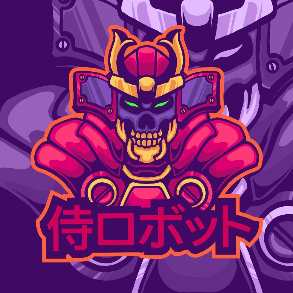 Totenkopf-Samurai-Maskottchen-Logo vektor