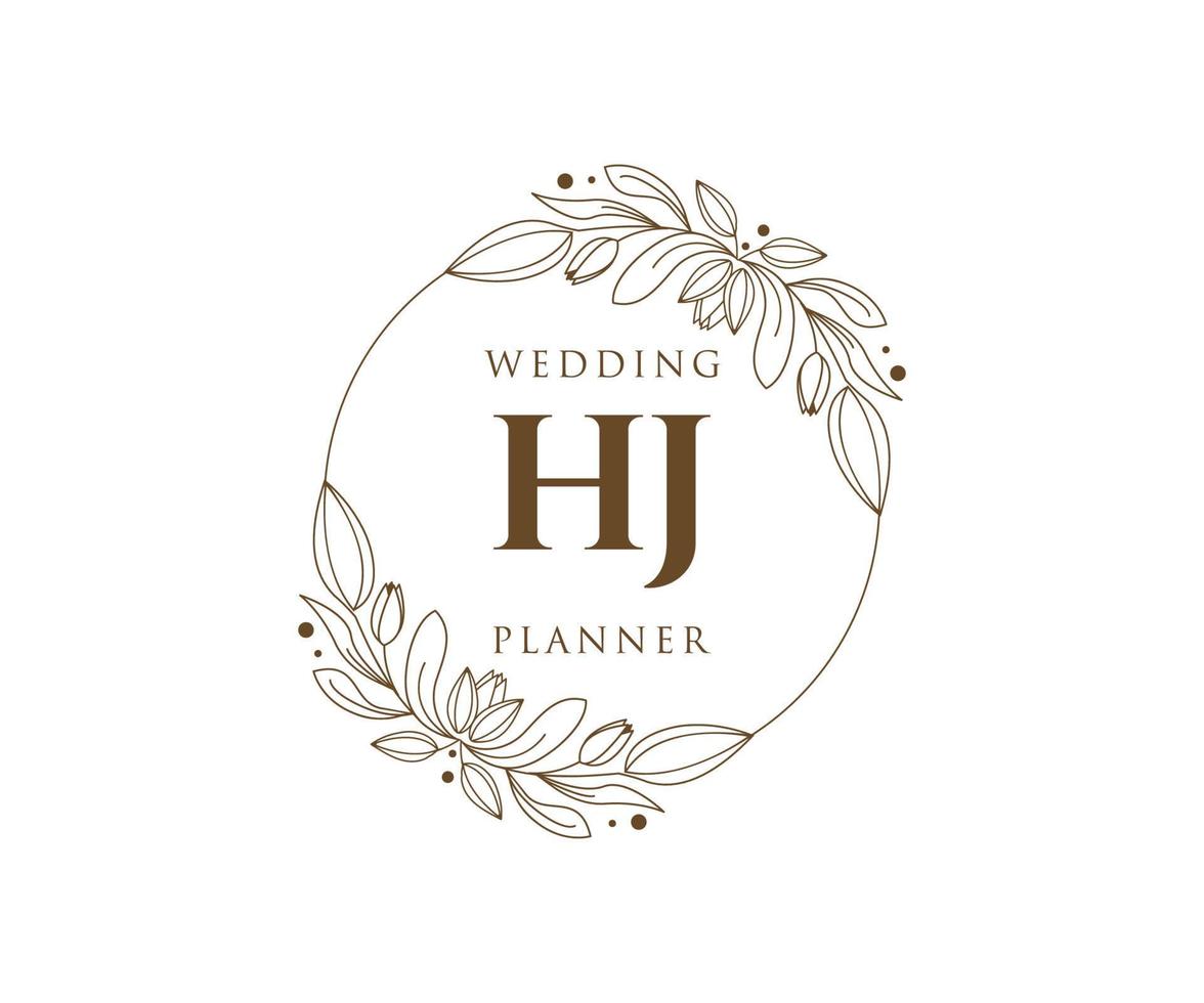 hj initialen brief hochzeitsmonogramm logos sammlung, handgezeichnete moderne minimalistische und florale vorlagen für einladungskarten, save the date, elegante identität für restaurant, boutique, café im vektor