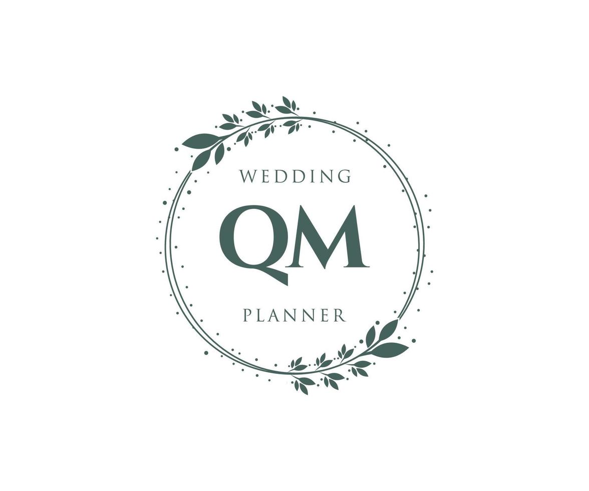 qm Initialen Brief Hochzeit Monogramm Logos Sammlung, handgezeichnete moderne minimalistische und florale Vorlagen für Einladungskarten, Save the Date, elegante Identität für Restaurant, Boutique, Café im Vektor