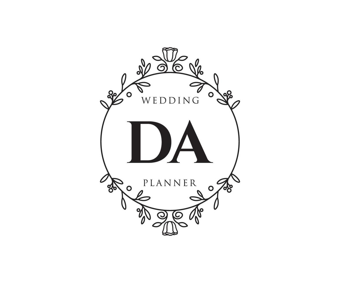 da initialen brief hochzeitsmonogramm logos sammlung, handgezeichnete moderne minimalistische und florale vorlagen für einladungskarten, save the date, elegante identität für restaurant, boutique, café im vektor