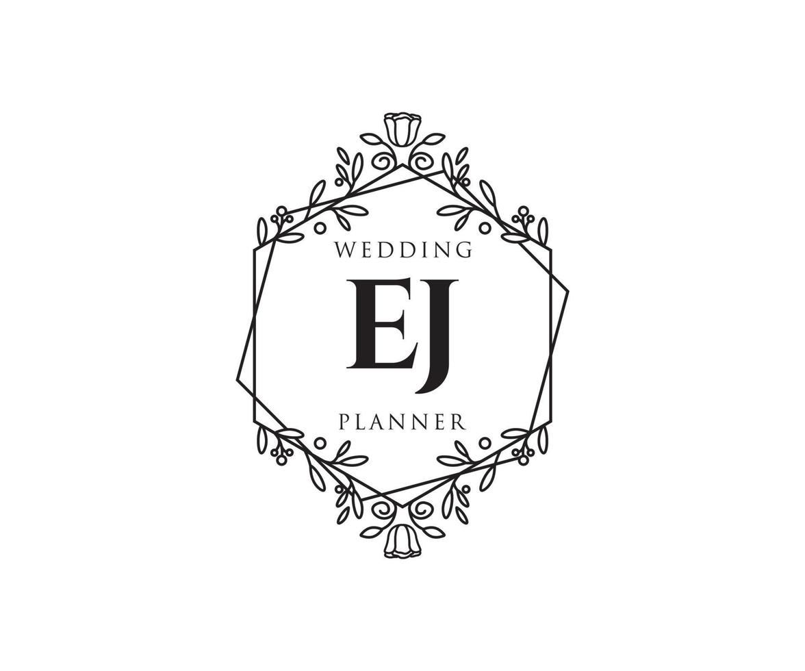 ej initialen brief hochzeitsmonogramm logos sammlung, handgezeichnete moderne minimalistische und florale vorlagen für einladungskarten, save the date, elegante identität für restaurant, boutique, café im vektor