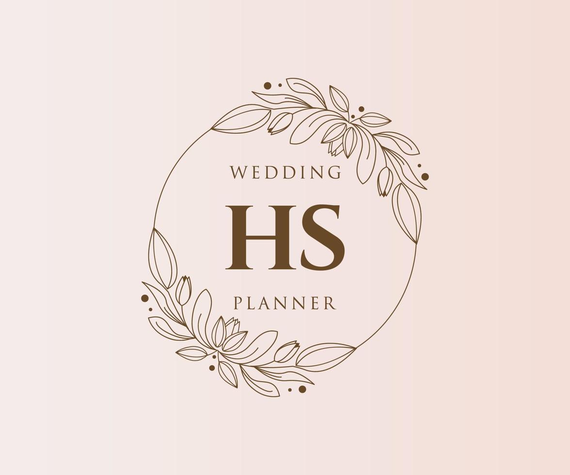 hs initialen brief hochzeitsmonogramm logos sammlung, handgezeichnete moderne minimalistische und florale vorlagen für einladungskarten, save the date, elegante identität für restaurant, boutique, café im vektor