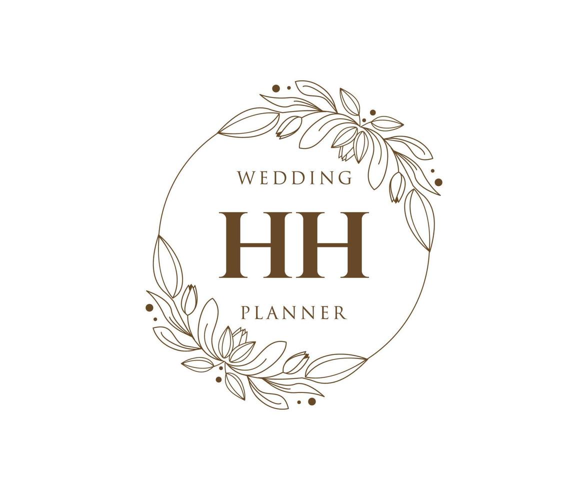 hh initialen brief hochzeitsmonogramm logos sammlung, handgezeichnete moderne minimalistische und florale vorlagen für einladungskarten, save the date, elegante identität für restaurant, boutique, café im vektor