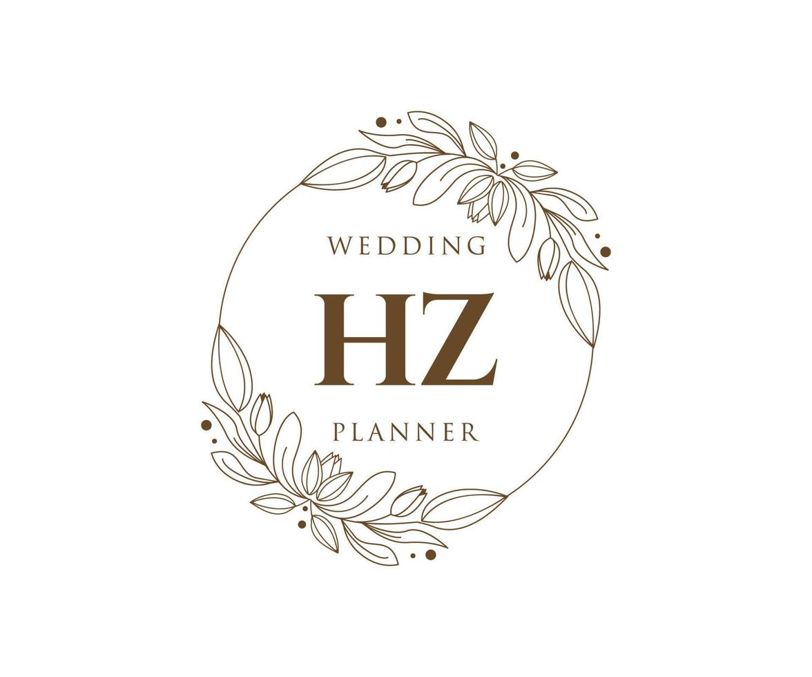 hz initialen brief hochzeitsmonogramm logos sammlung, handgezeichnete moderne minimalistische und florale vorlagen für einladungskarten, save the date, elegante identität für restaurant, boutique, café im vektor