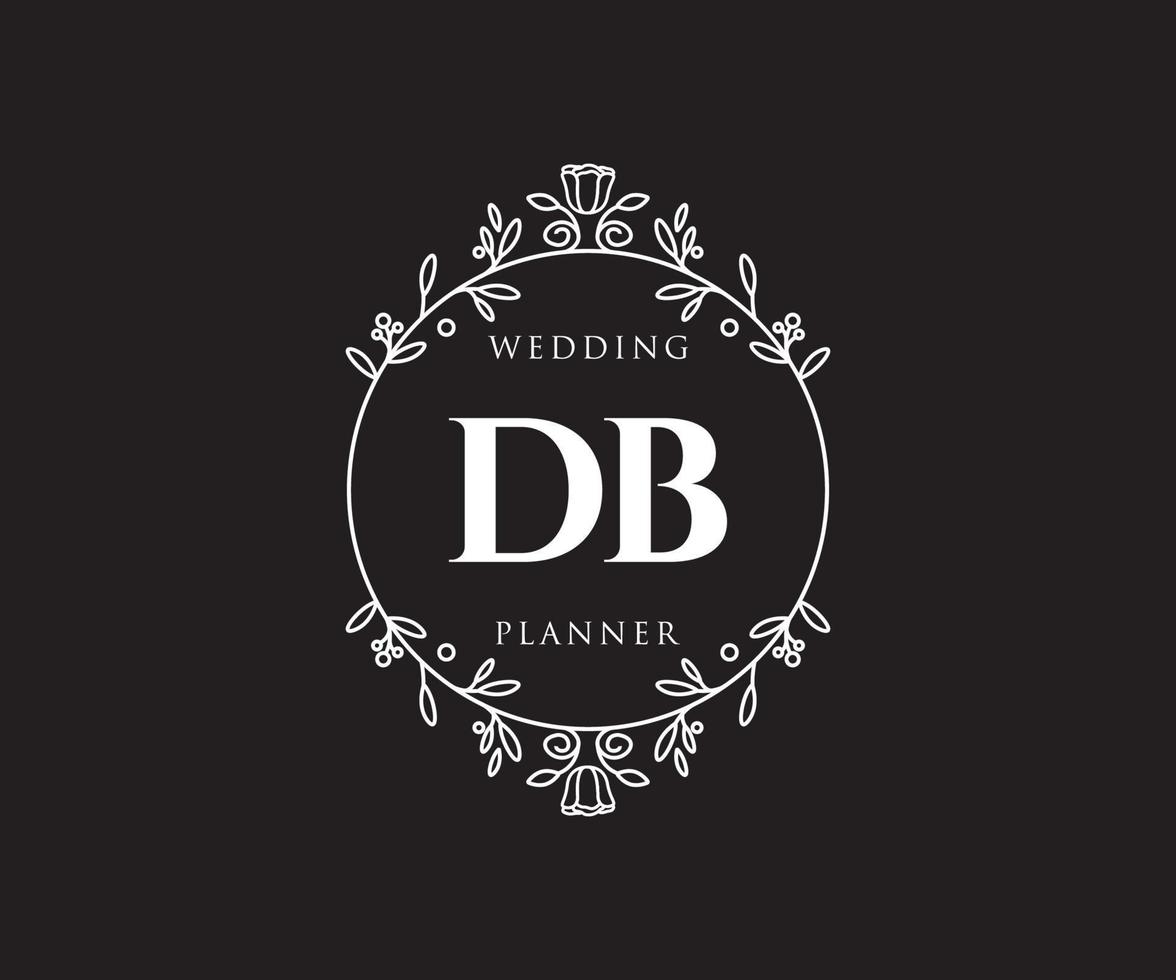 db initialer brev bröllop monogram logotyper samling, hand dragen modern minimalistisk och blommig mallar för inbjudan kort, spara de datum, elegant identitet för restaurang, boutique, Kafé i vektor