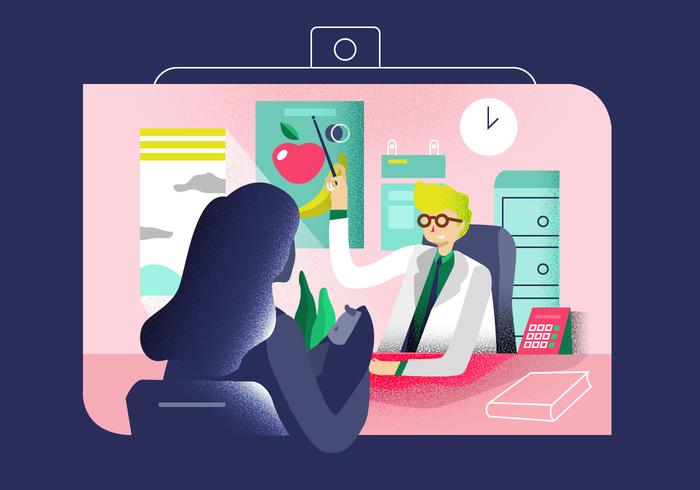 Barnläkare Consulting På Clinic Vector Illustration