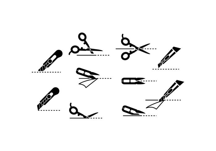 Free Scissors Icon mit Cutting Lines Vektor
