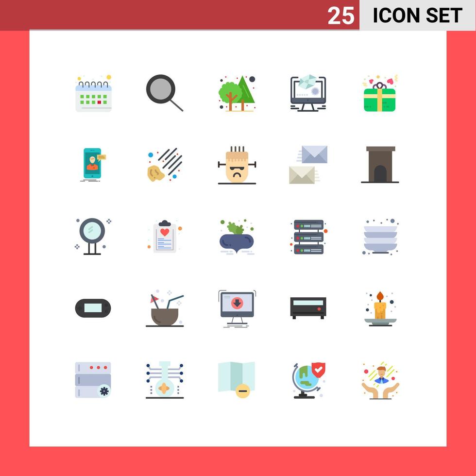 Stock Vector Icon Pack mit 25 Linienzeichen und Symbolen für Herzliebesbaumgeschenkmodellierung editierbare Vektordesignelemente