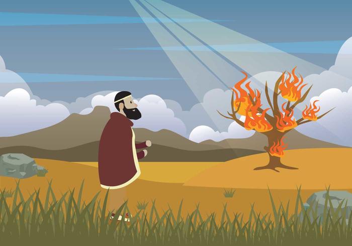 Fri Moses och Burning Bush Illustration vektor