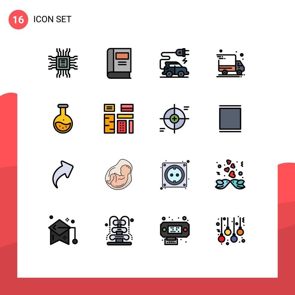 16 kreativ ikoner modern tecken och symboler av testa labe bil- teknologi rör leverans skåpbil redigerbar kreativ vektor design element