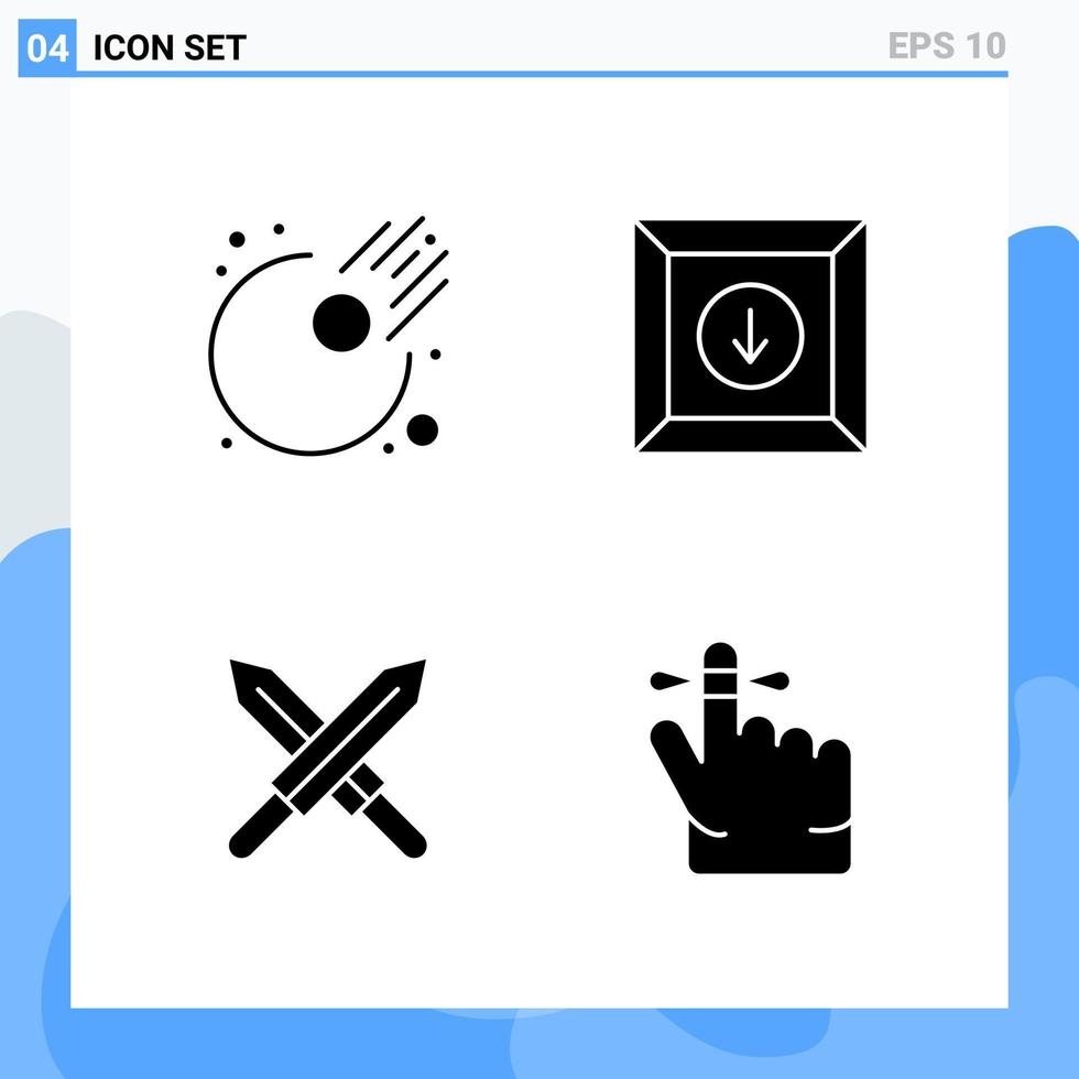 modern 4 fast stil ikoner glyf symboler för allmän använda sig av kreativ fast ikon tecken isolerat på vit bakgrund 4 ikoner packa vektor