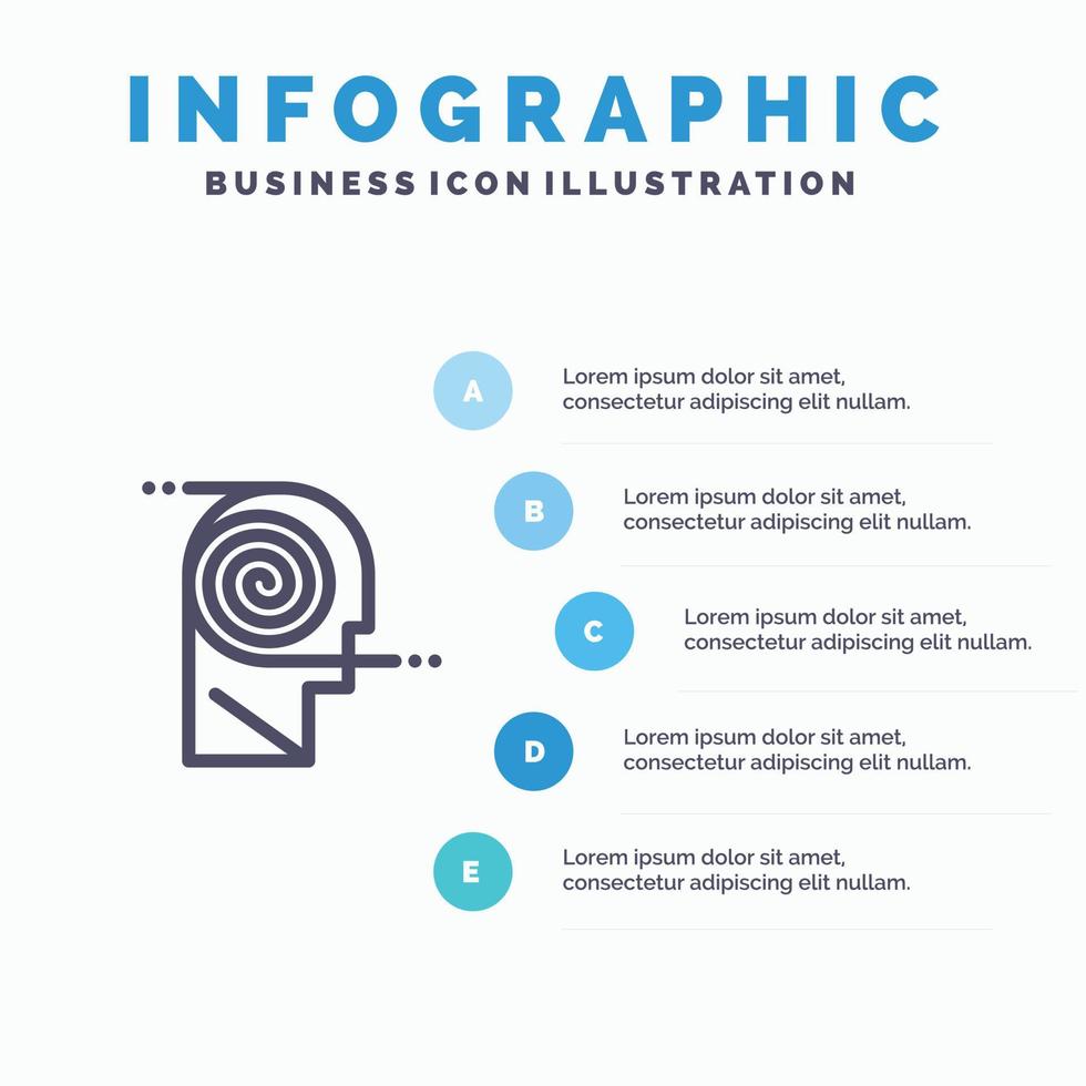 bättre förståelse definition inlärning studie linje ikon med 5 steg presentation infographics bakgrund vektor