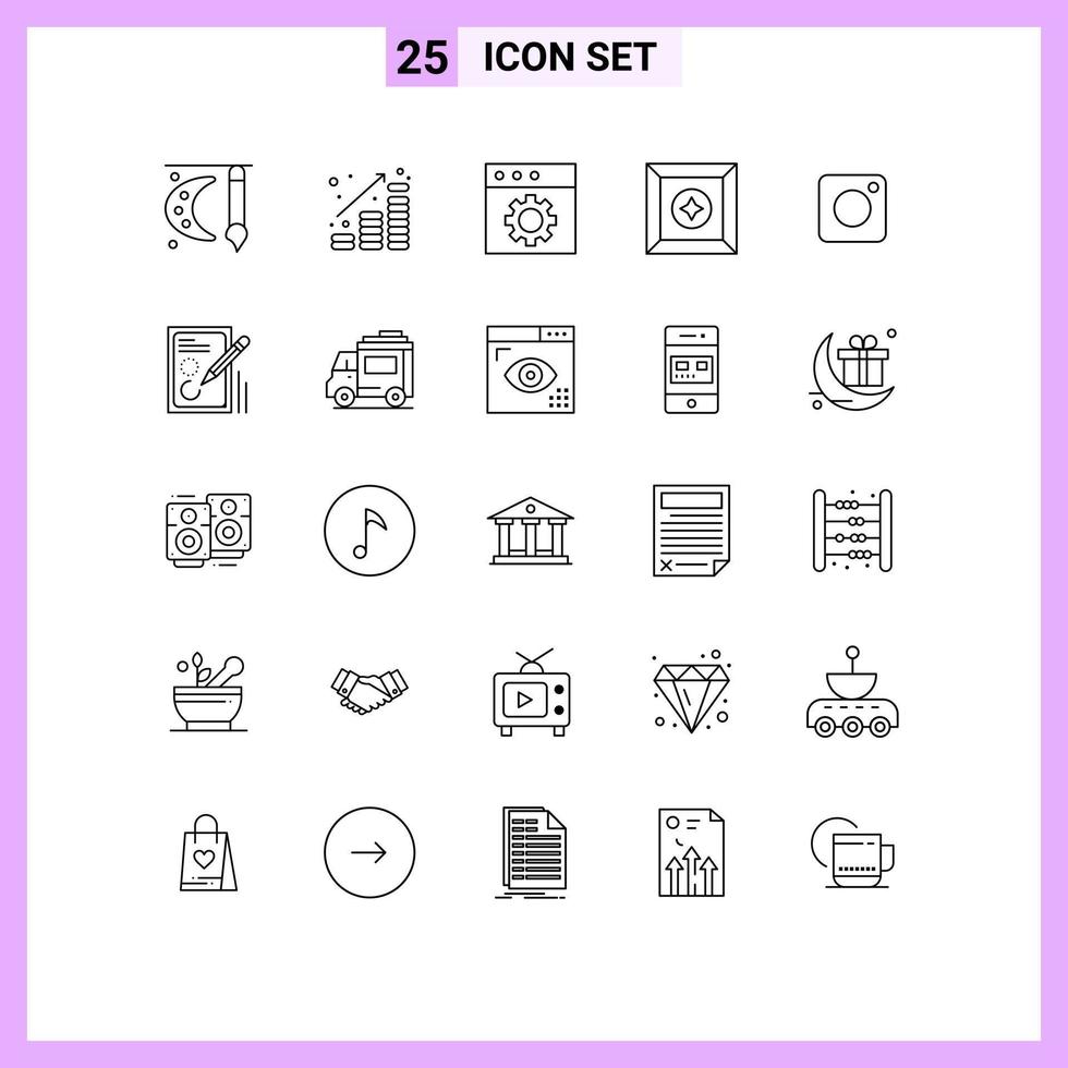 25 thematische Vektorlinien und bearbeitbare Symbole von Instagram-Produktgeld Lieblingspräferenzen bearbeitbare Vektordesign-Elemente vektor