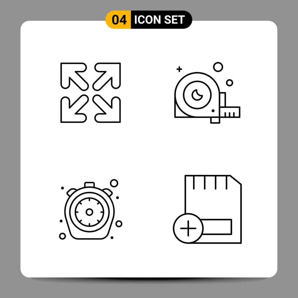 4 svart ikon packa översikt symboler tecken för mottaglig mönster på vit bakgrund 4 ikoner uppsättning kreativ svart ikon vektor bakgrund