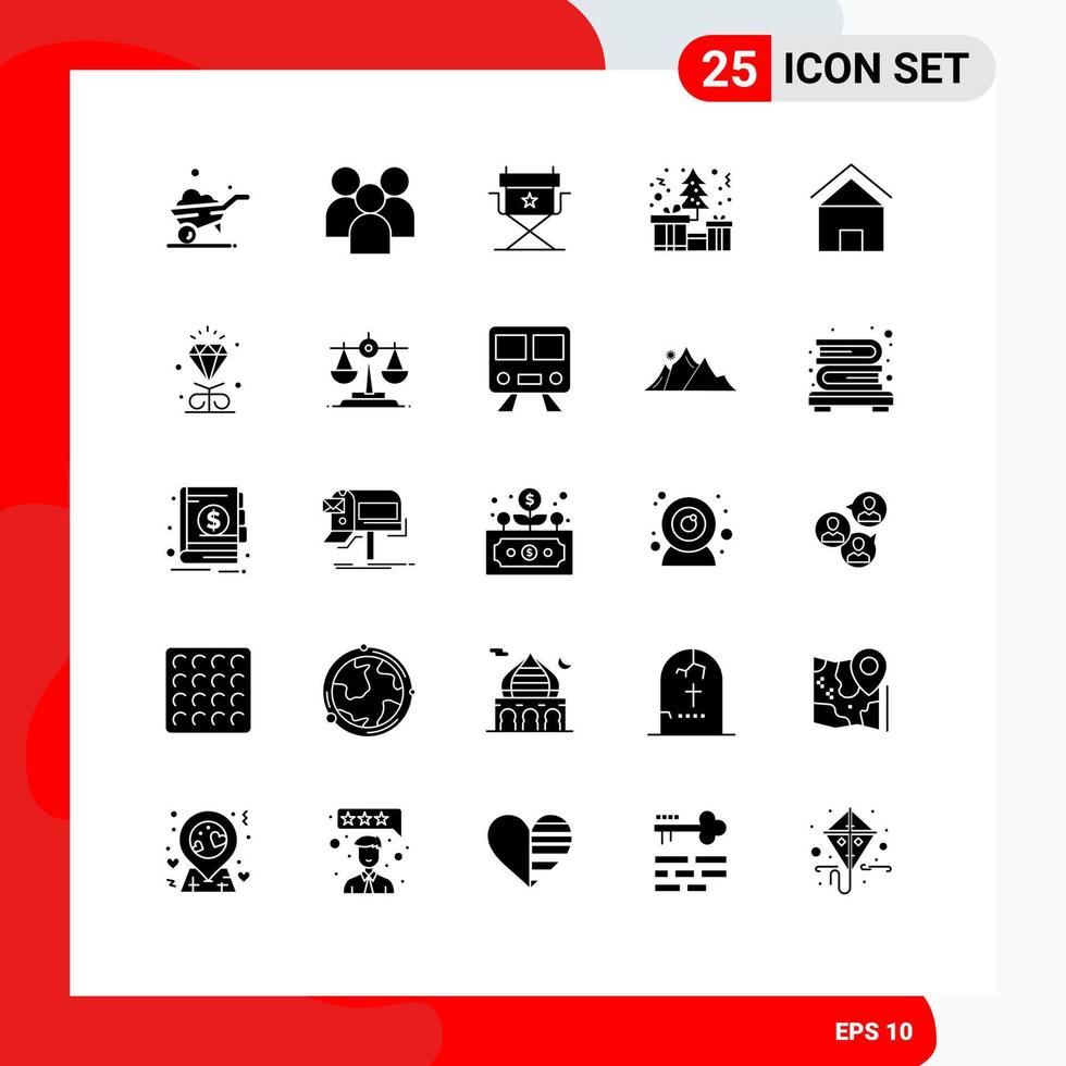 25 kreative Symbole moderne Zeichen und Symbole des Hausbaustuhls Geschenkbox editierbare Vektordesign-Elemente vektor