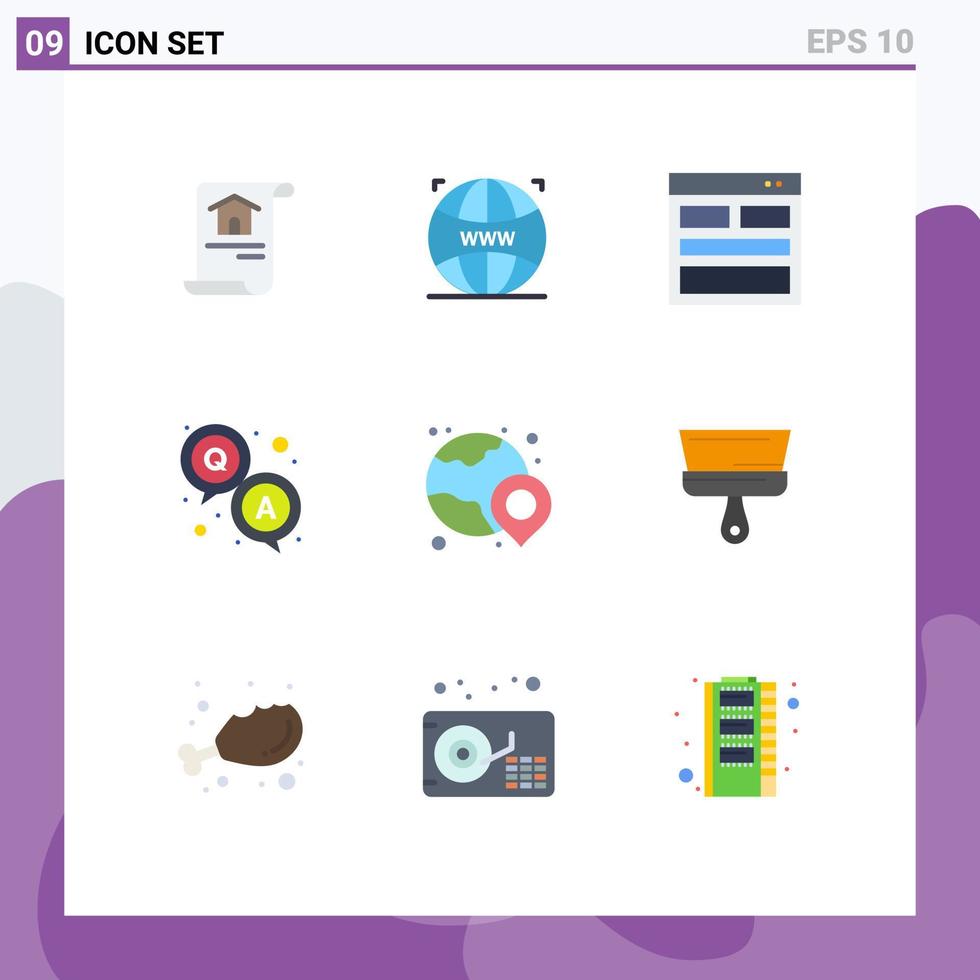 9 thematische Vektor-Flachfarben und editierbare Symbole der Weltfrage Kommunikation qa info editierbare Vektordesign-Elemente vektor