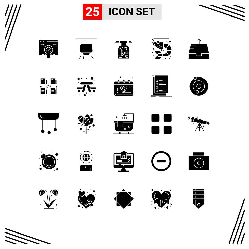 uppsättning av 25 modern ui ikoner symboler tecken för utkorg hav mat flaska hav fisk redigerbar vektor design element