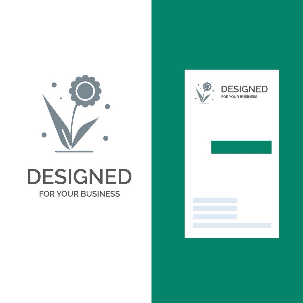 Logo-Design und Visitenkartenvorlage für Flora, Blumen, Natur, Frühling, grau vektor