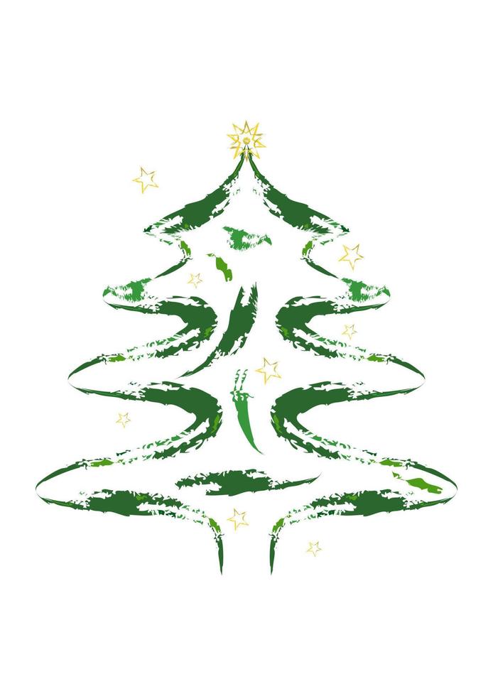 vattenfärg målning jul träd på vit bakgrund vektor