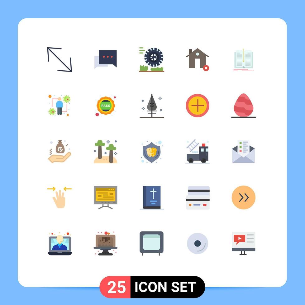 uppsättning av 25 vektor platt färger på rutnät för bok fil hjul Ansökan egendom redigerbar vektor design element