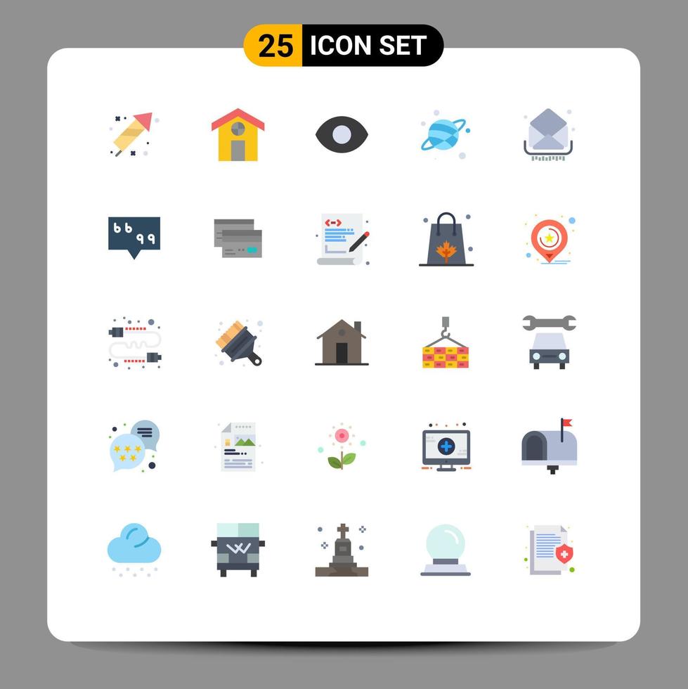 uppsättning av 25 vektor platt färger på rutnät för meddelanden e-post öga brev Plats redigerbar vektor design element